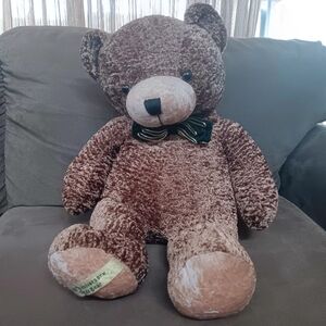 Vintage Dan Dee 100th Anniversary Plush Brown Teddy Bear with Green Bow Tie